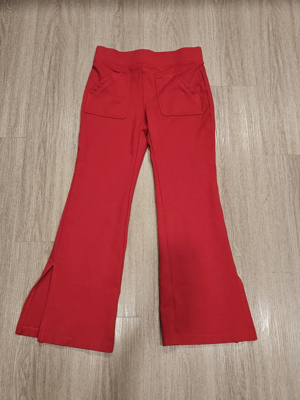 Maeve Anthropologie Red Knit Eve Flare Pants Split Hem High Rise Small Petite SP